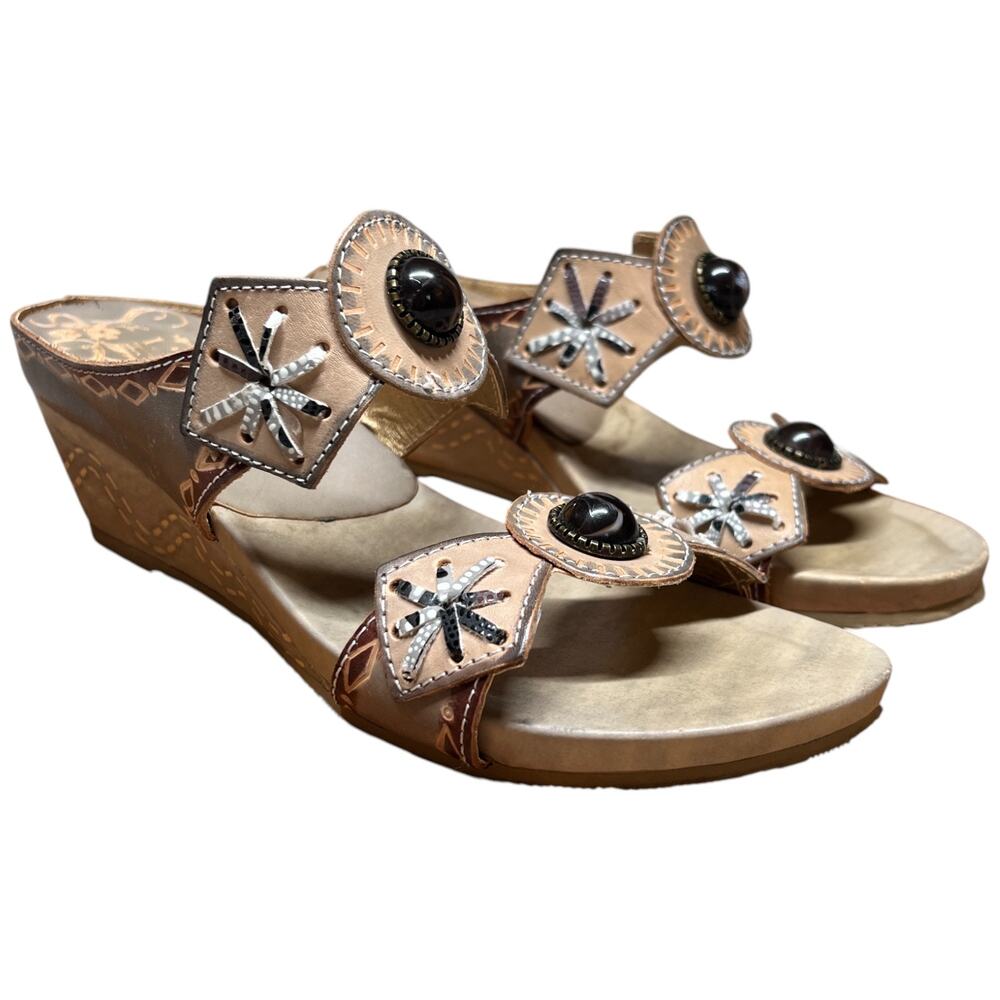 SPRING STEP L'Artiste Women's Size 37/US 6.5-7 Sesame Sandal Wedge Slide Comfort - Picture 7 of 14
